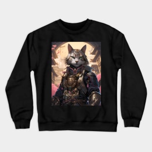 Cherry Blossom Samurai Cat Crewneck Sweatshirt